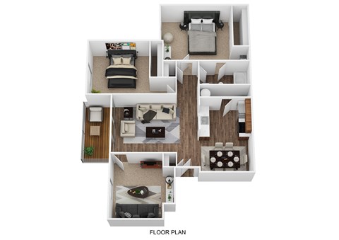 Floor plan for 2 beds, 1 bath, 850 sqft